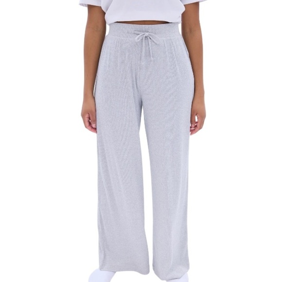Bluenotes High Rise Super Soft Rib Wide Leg Lounge Pajama Pant Heather Gray XS - Picture 1 of 10